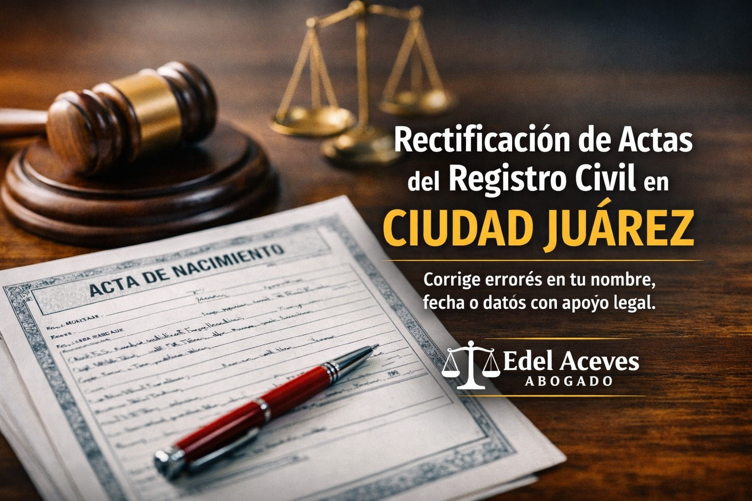 Rectificación judicial de actas del Registro Civil en Ciudad Juárez, acta de nacimiento con apoyo legal